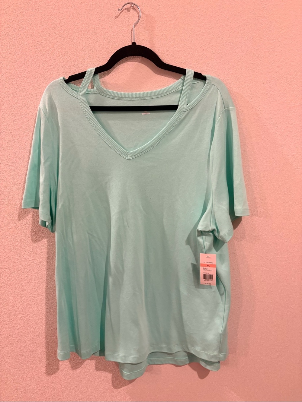 Kim Rogers Mint Green V-Neck Short Sleeve Top